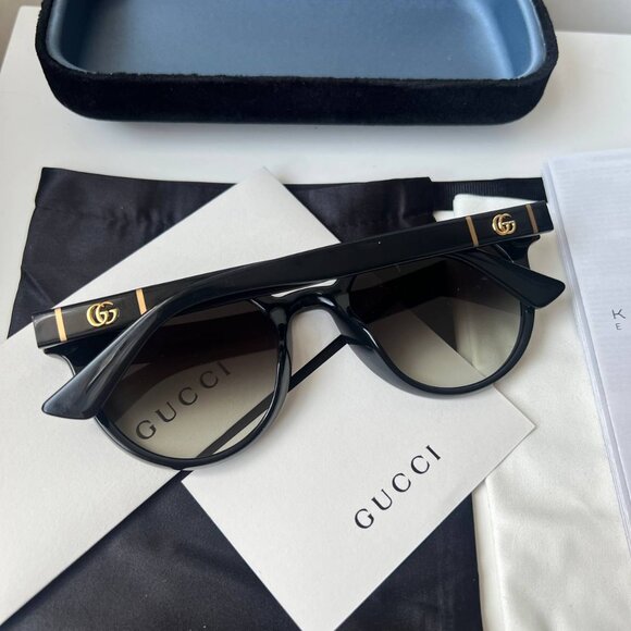 Authentic GUCCI GG 0638SK Women Sunglasses Black Oval 53mm Sunglasses with case - Picture 4 of 7